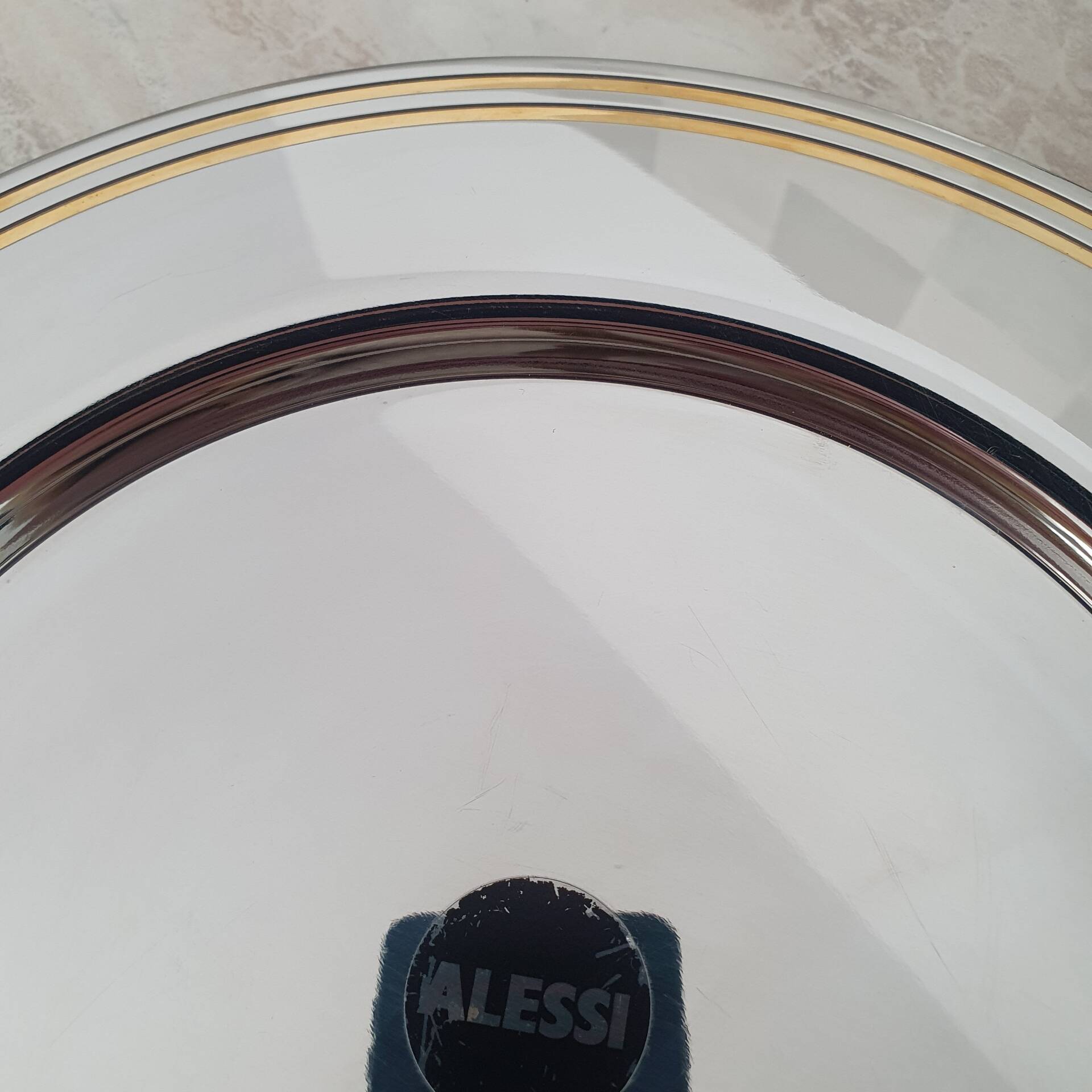 Alessi Ettore Sottsass / Serving plate stainless steel 18/10 and gold NG5100