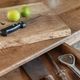 Solid oak farmhouse table "raw" 247x89, "chocolate oak" top