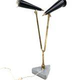 Lampe de table vintage à double lumière, Italie 1960
