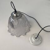 Old holophane glass pendant light 25.5 cm vintage