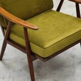 Paire de fauteuils boomerang velours vert par Antonin Suman pour Ton Bystrice " Thonet "