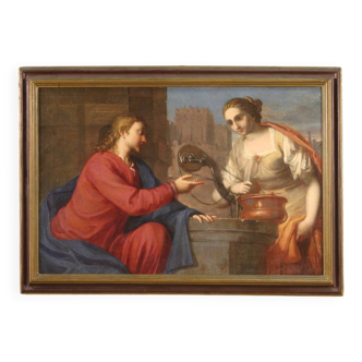 17th century Italian school painting, Jesus and the Samaritan woman at the well