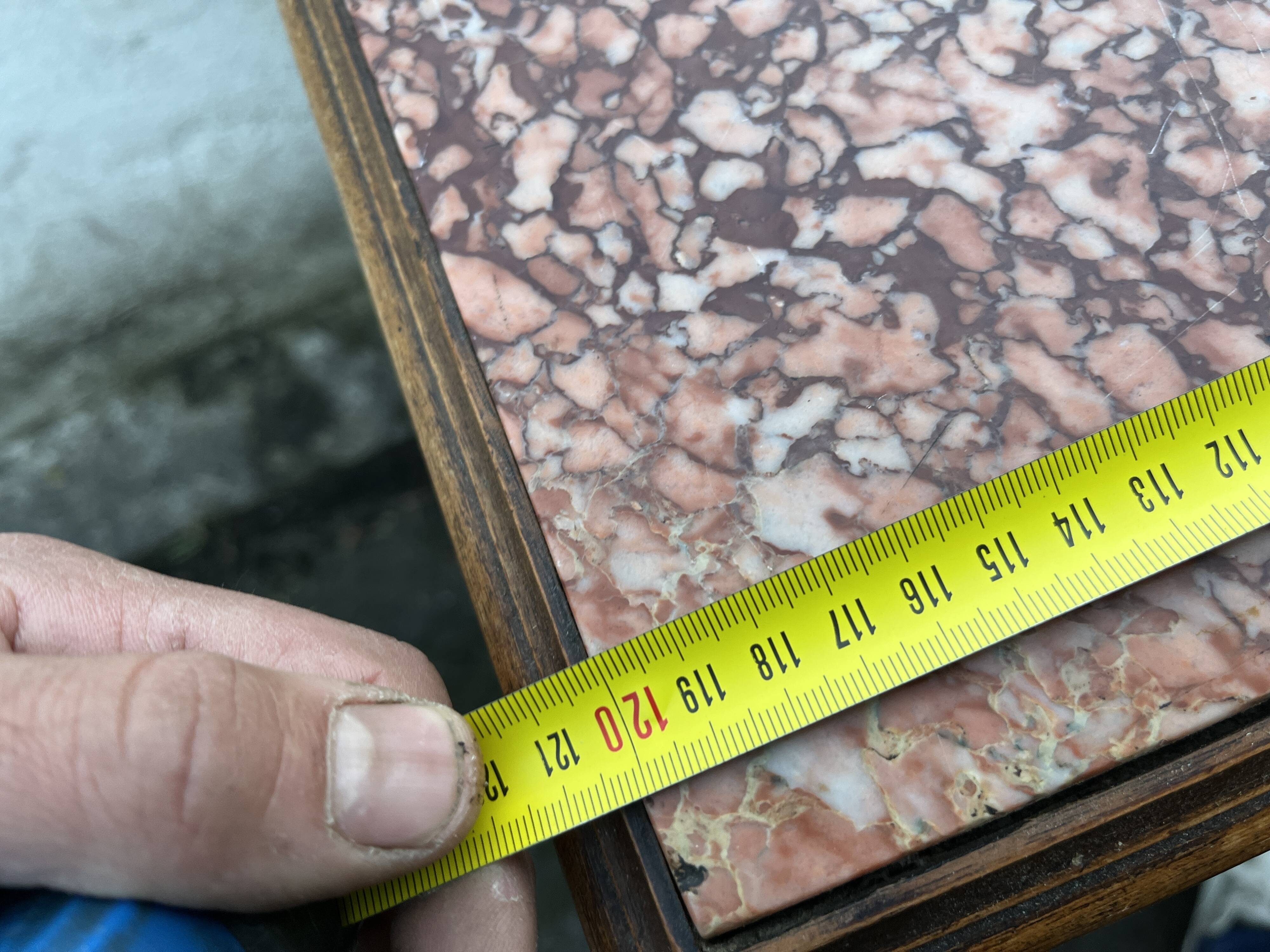 Henri II style low sideboard – carved wood and red marble top