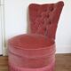 Fauteuil velours rose poudré chauffeuse style napoléon iii vintage
