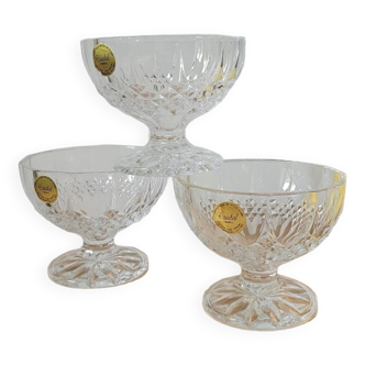 Lot de 3 coupes à glace Longchamp de Cristal d'Arques