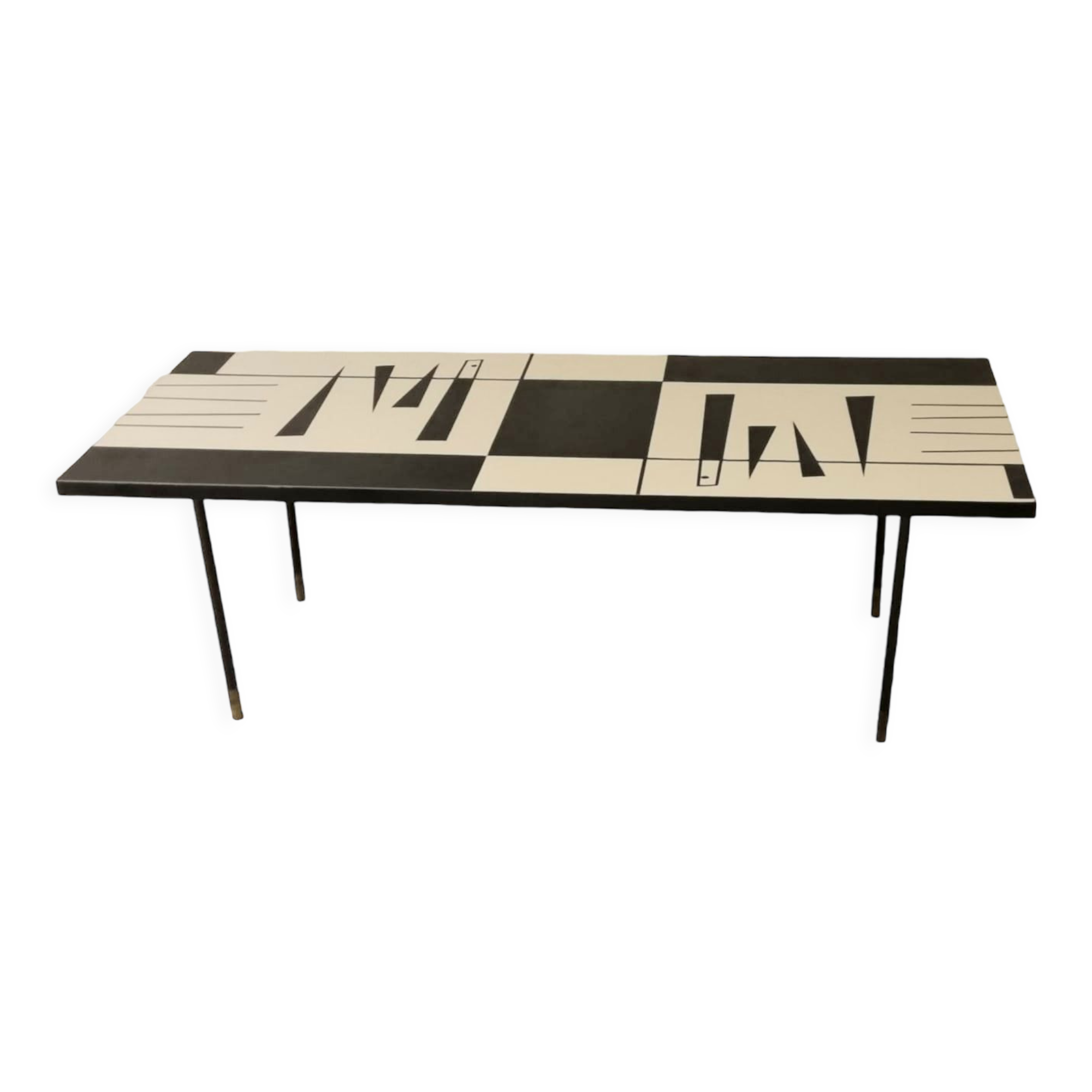 Mid century black and white graphic formica coffee table