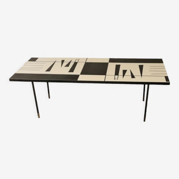 Mid century black and white graphic formica coffee table