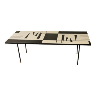 Mid century black and white graphic formica coffee table