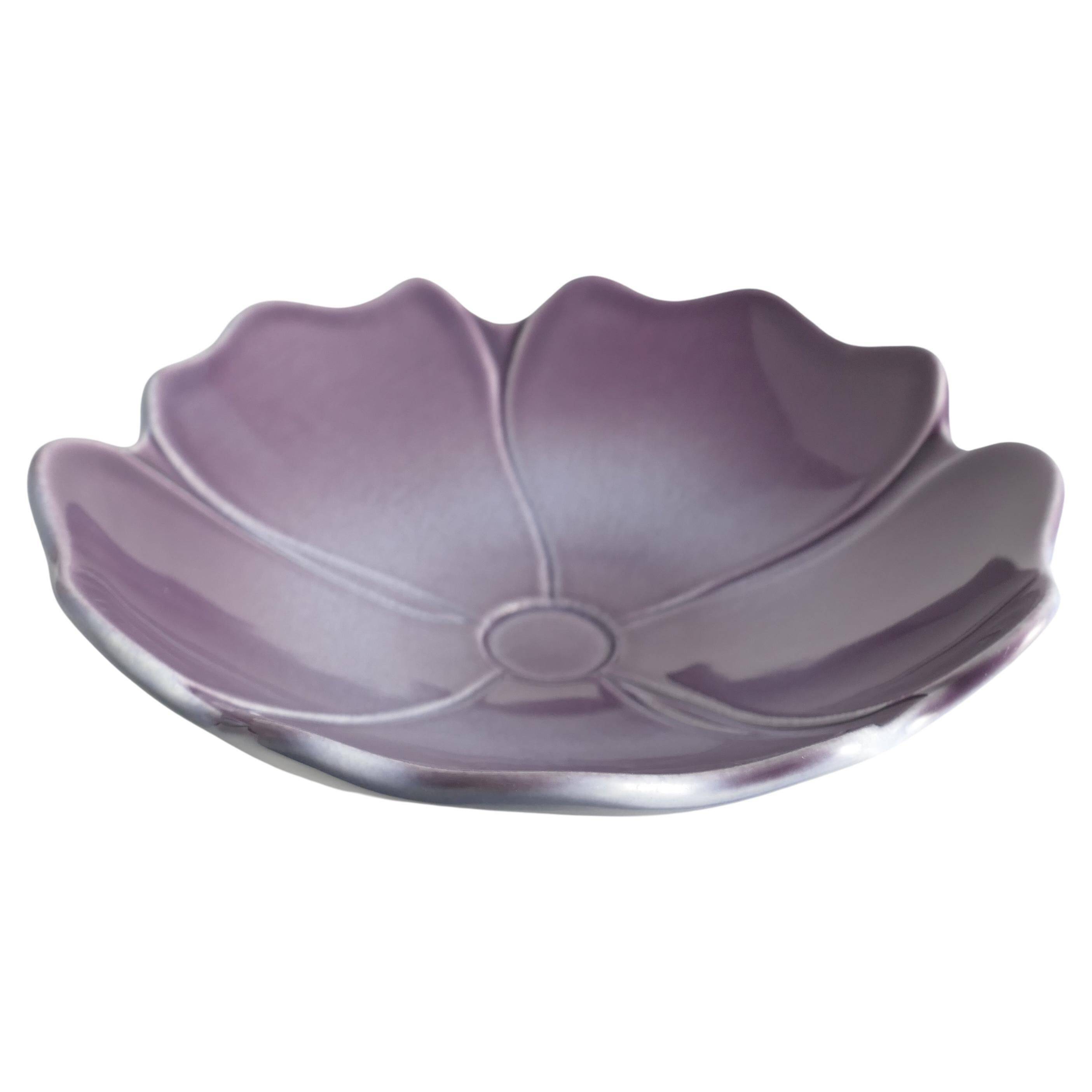 Unique Stoneware Violet Bowl by Margareta Hennix for Gustavsberg Studio, 1970s