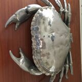 Silver metal box in crab shape