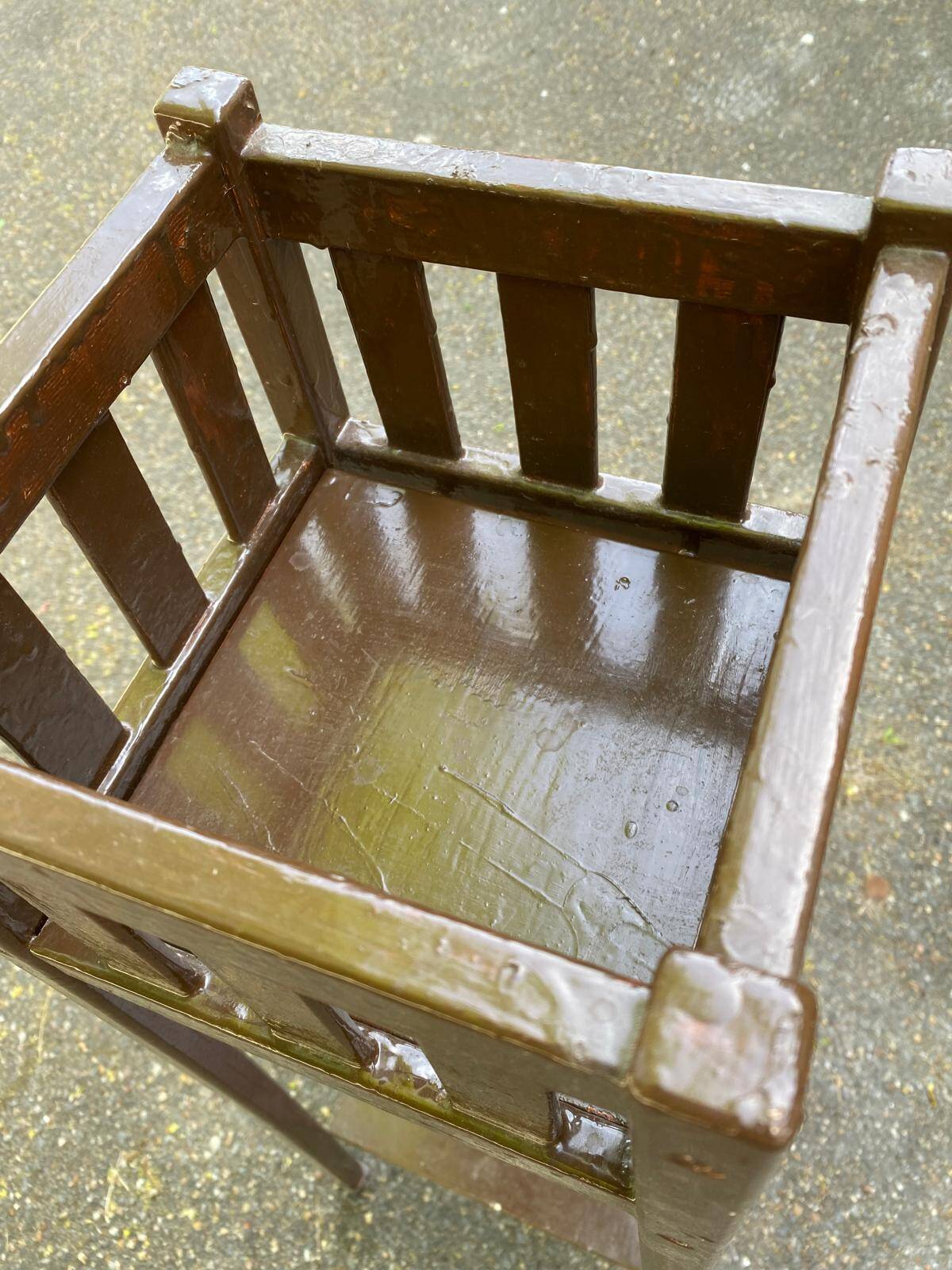 Vintage solid wood stool repainted 91cm