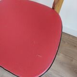 6 red and wood skai chairs