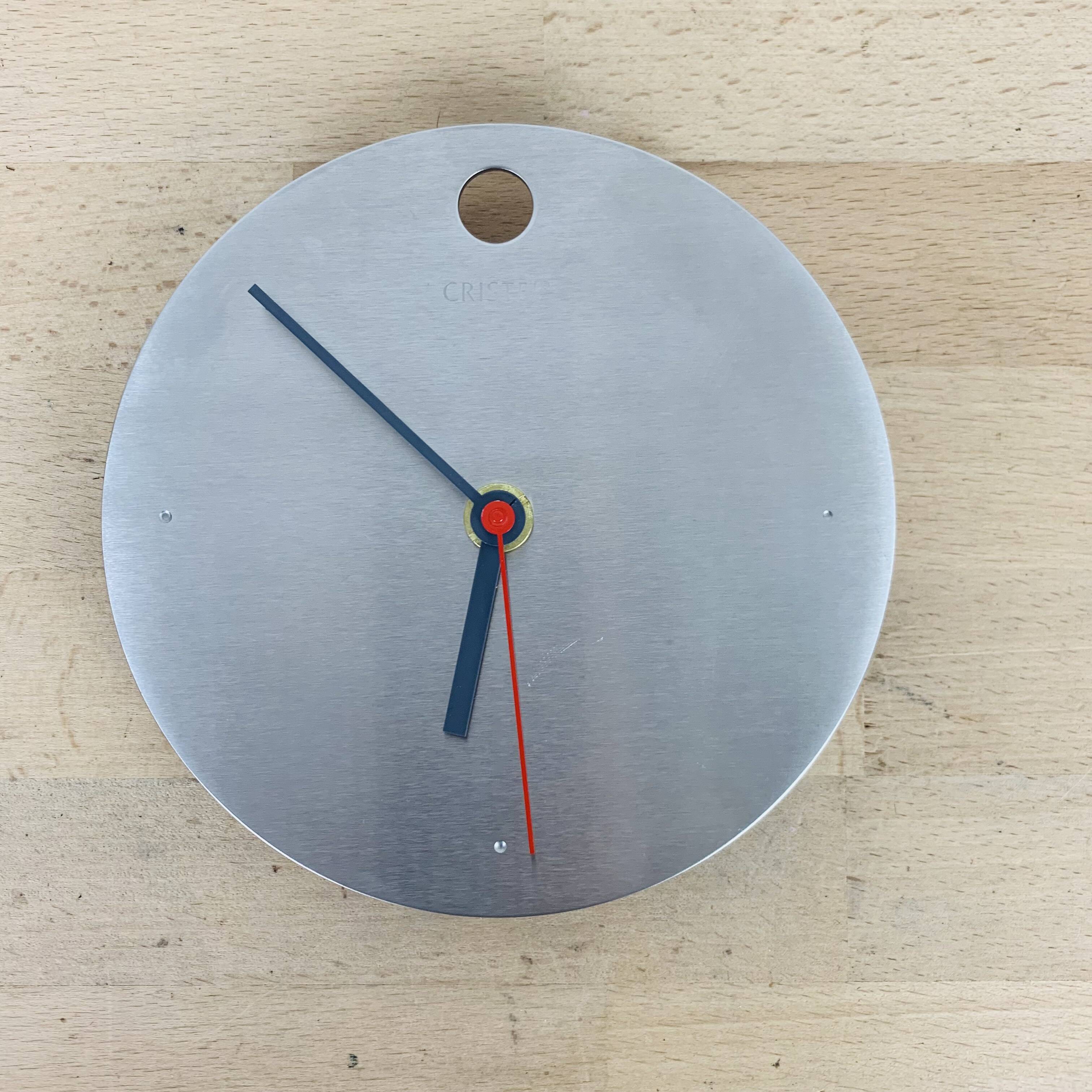 Cristel Panoply model clock, brushed stainless steel