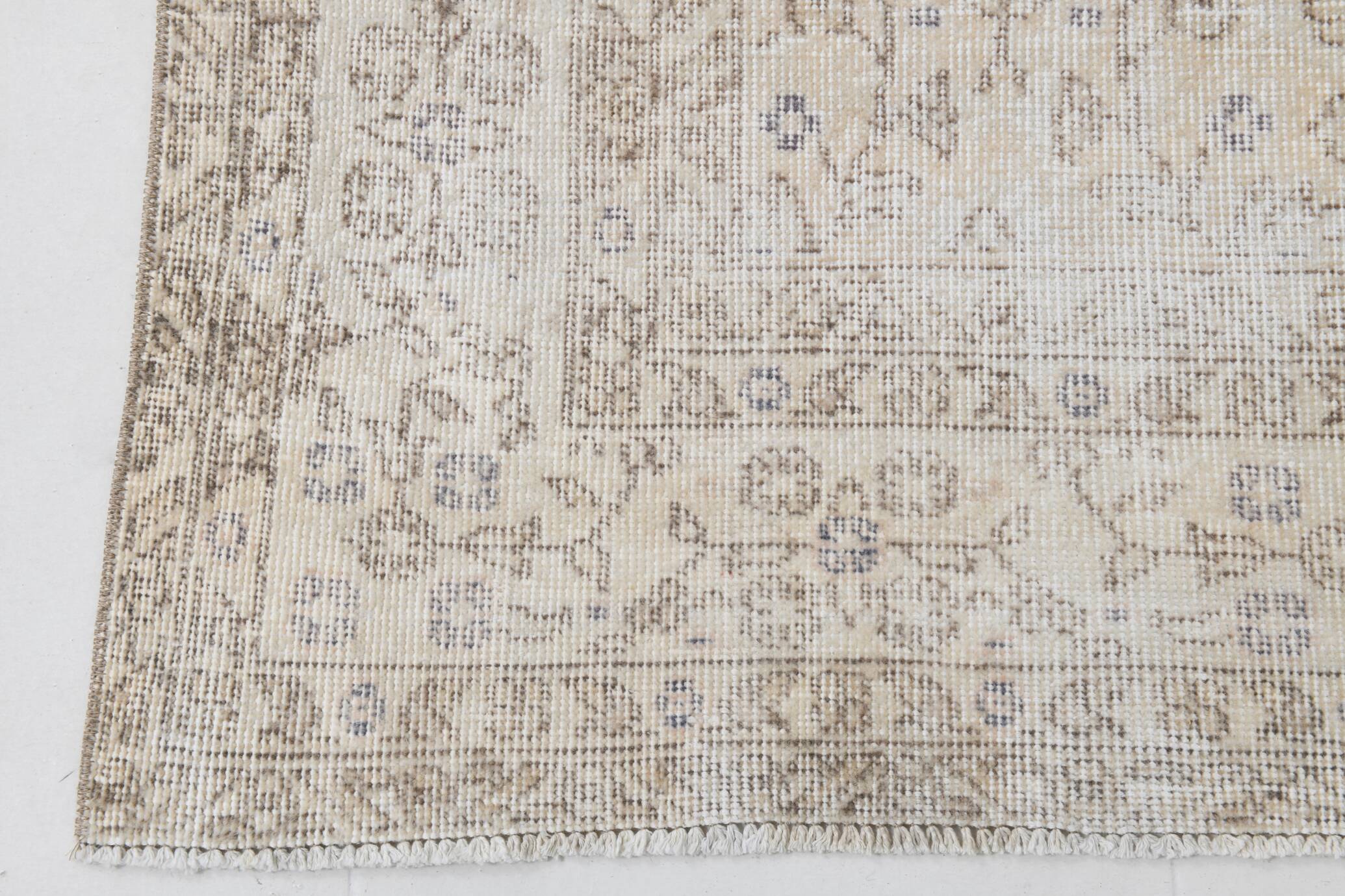 7x10 Vintage Beige Floral Vintage Persian Area Rug, 204x313 Cm