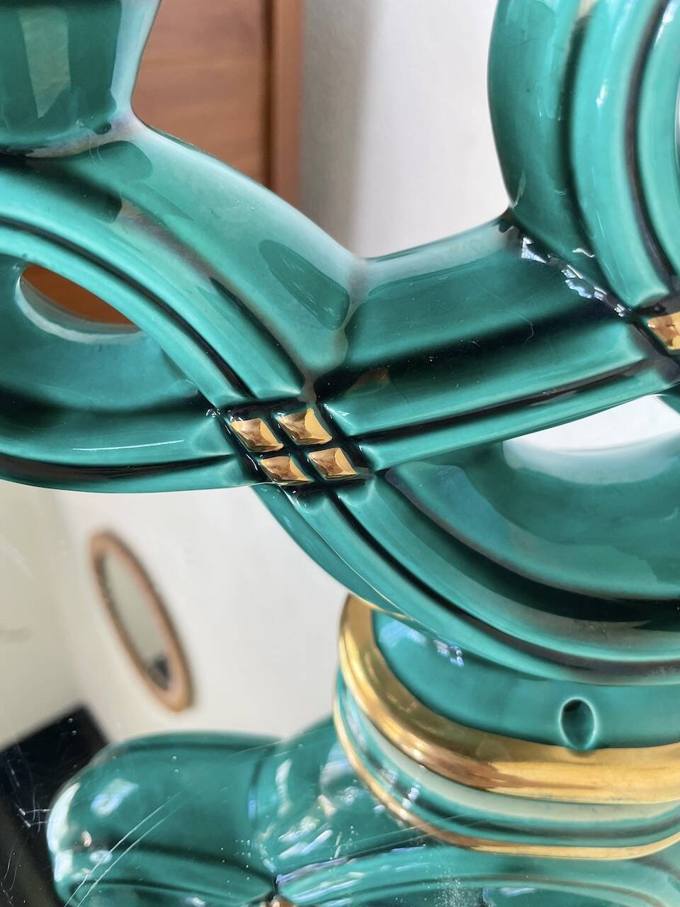 Vallauris green ceramic candle holder