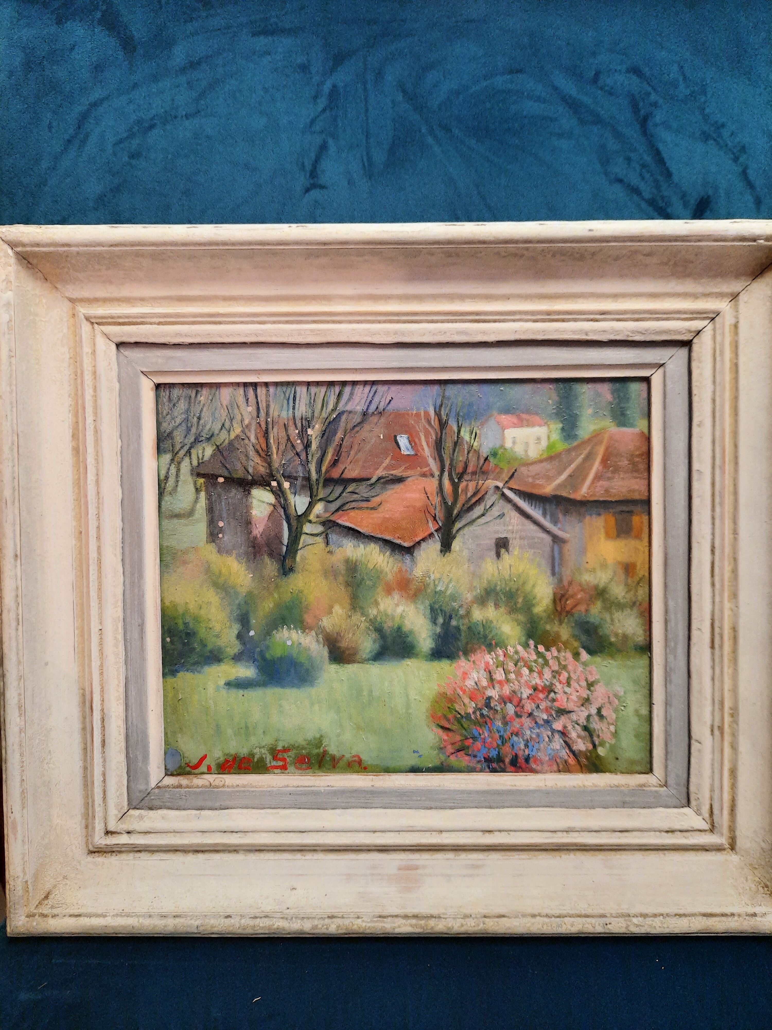 Oil on canvas landscape in the countryside