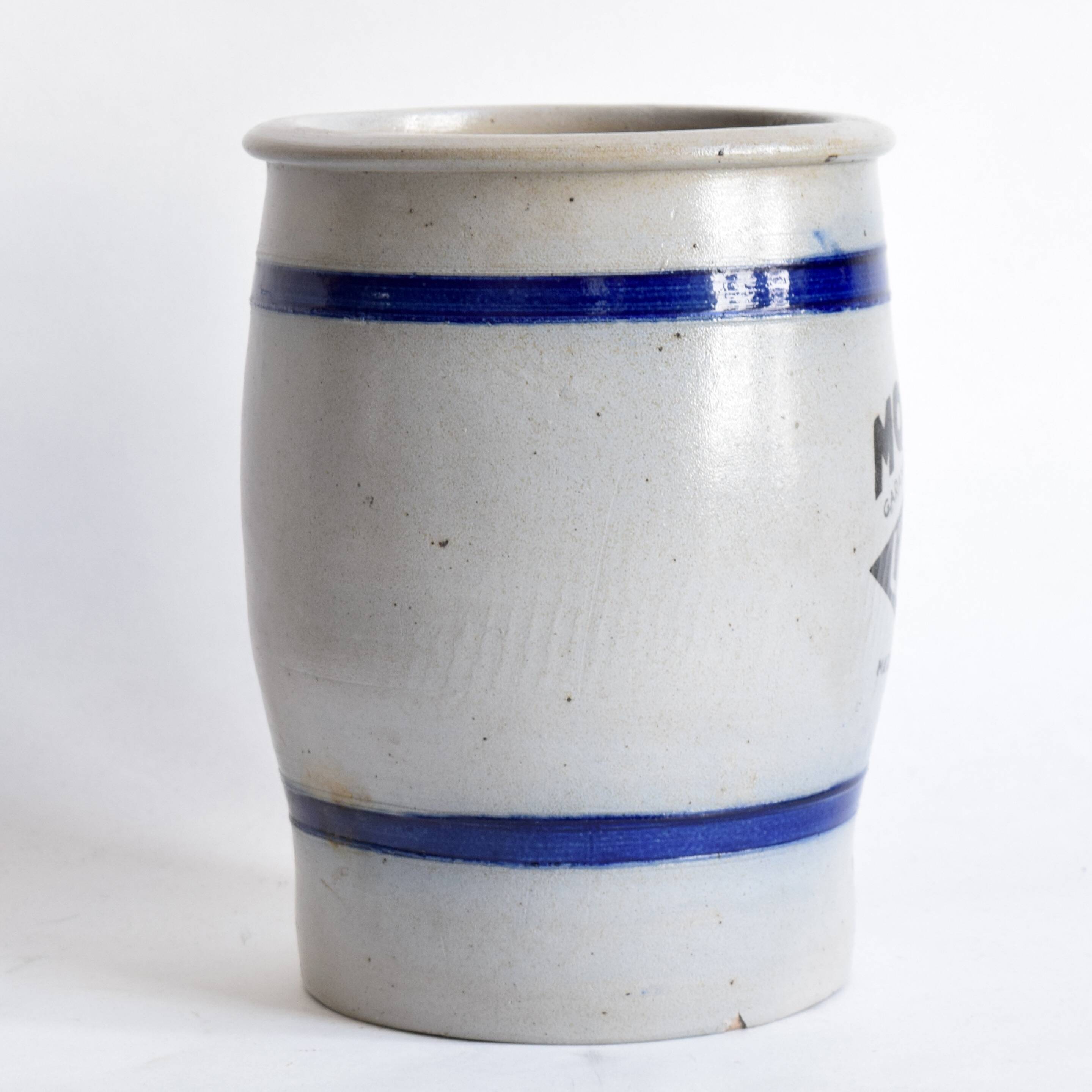 Old large glazed stoneware pot - Mustard L'Impériale.