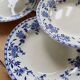 6 antique deep plates, blue and white Dresden porcelain