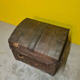 French leather and wooden carriage trunk 18th century