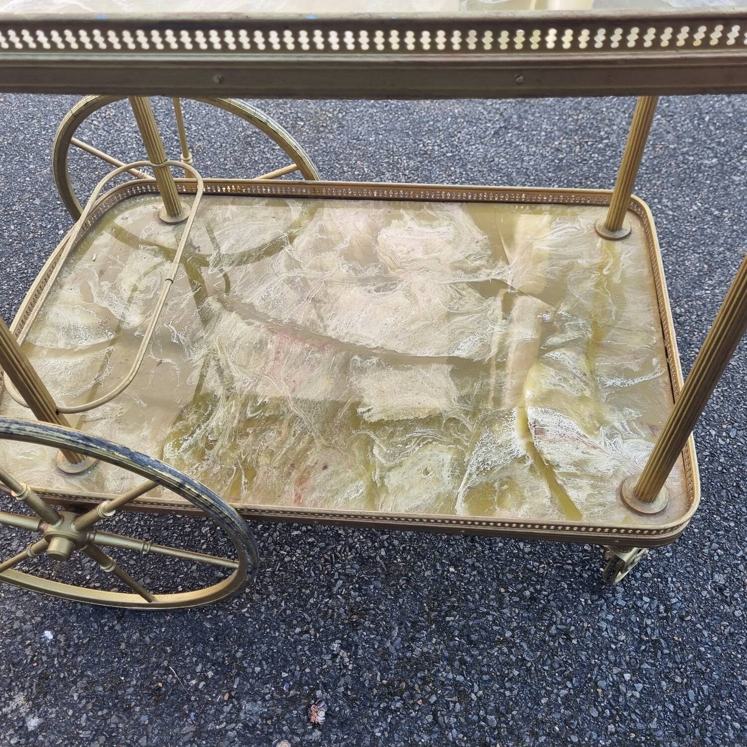 Rolling table, formica serving trolley
