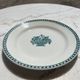 Vintage flat plate in green earthenware Manufacture Saint-Amand 4525 Basket of Flowers