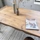 Farm table cherry wood with curved legs, 19th century.