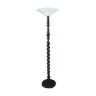 Turned wooden lamppost and blown glass