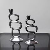 Pair of circle candlesticks by Matthew Hilton, England, 1980