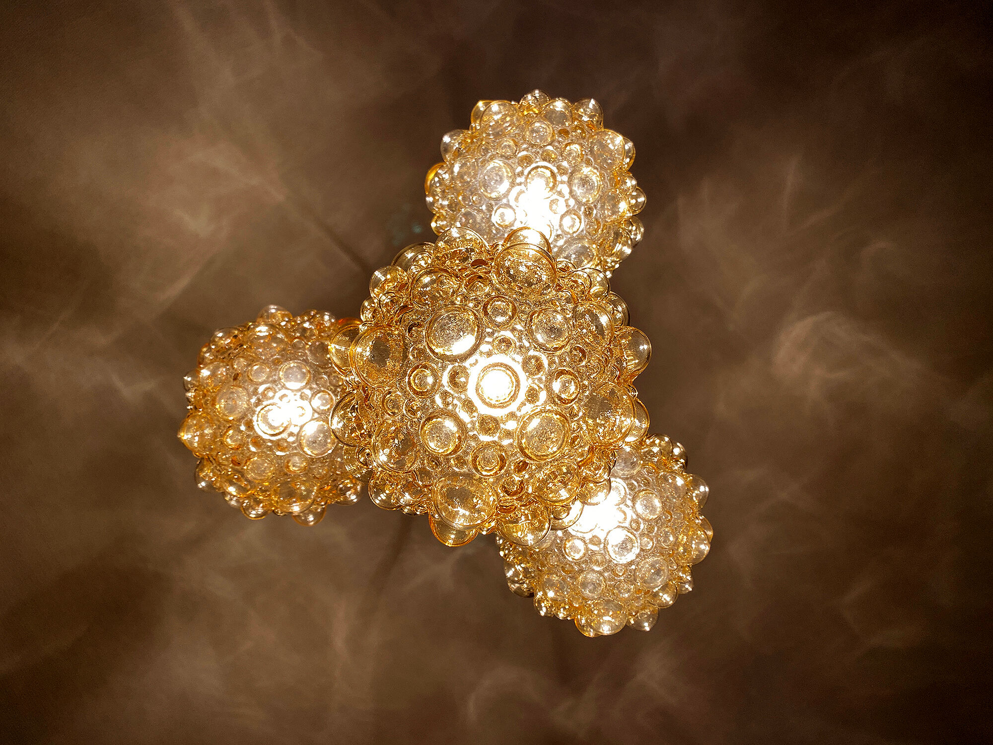 Vintage suspension lamp Limburg, Bubble Glass & Brass, 70s