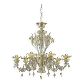 Chandelier en verre de style Murano Floral Or Cà Rezzonico vénitien de Simoen
