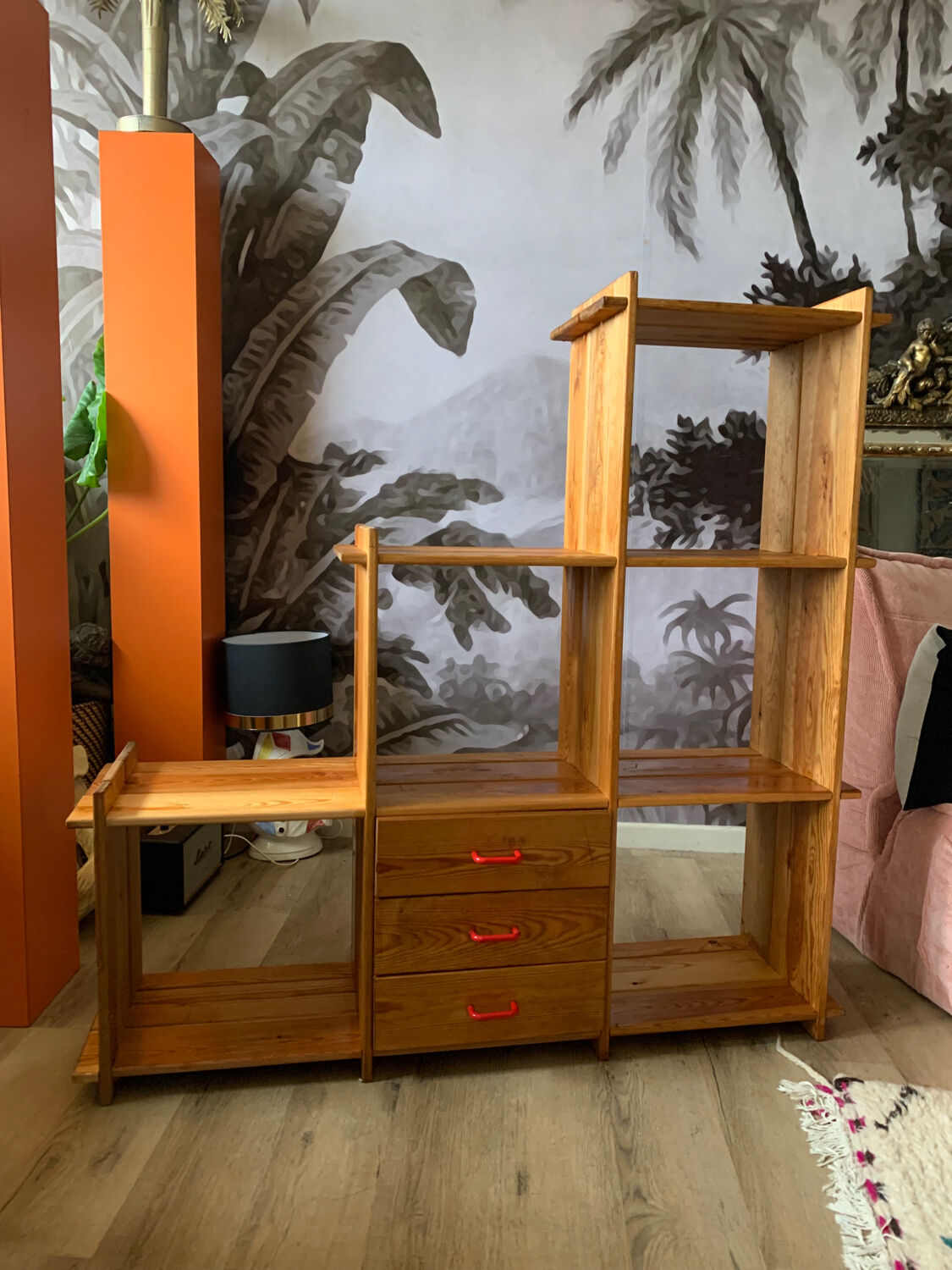 Pine staircase shelf 80s