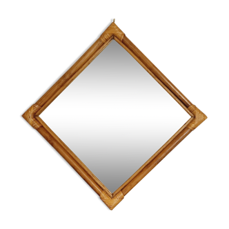 Square rattan mirror 60s