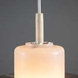 Doria pendant in opal glass with decorative aluminium discs