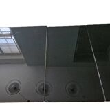 Italian Design Extendable Table in Black Glass and Chrome Legs 1980