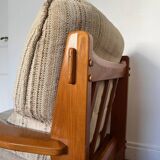 Maison Regain style modernist armchair in solid elm