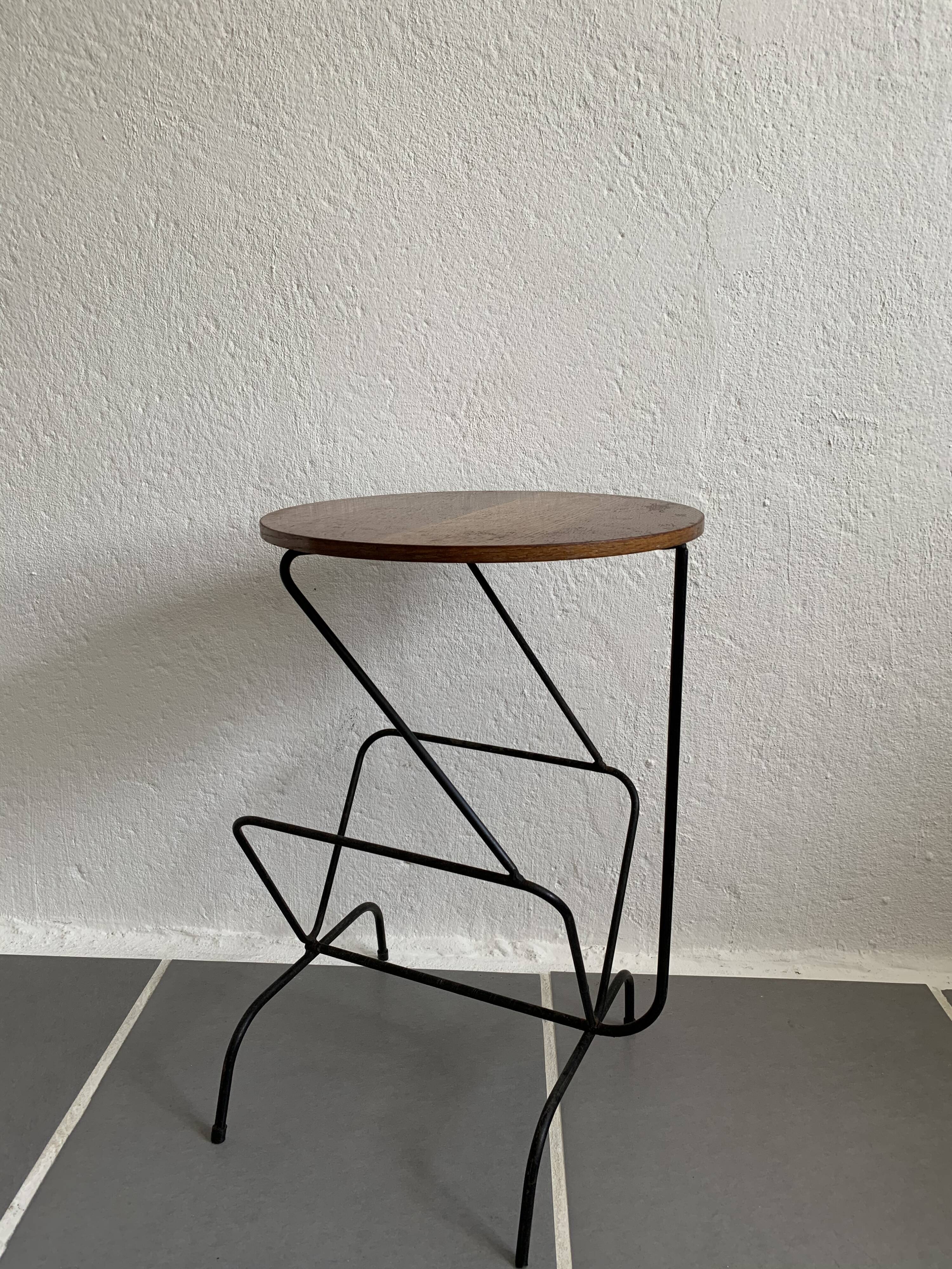 Table volante bois et métal vintage