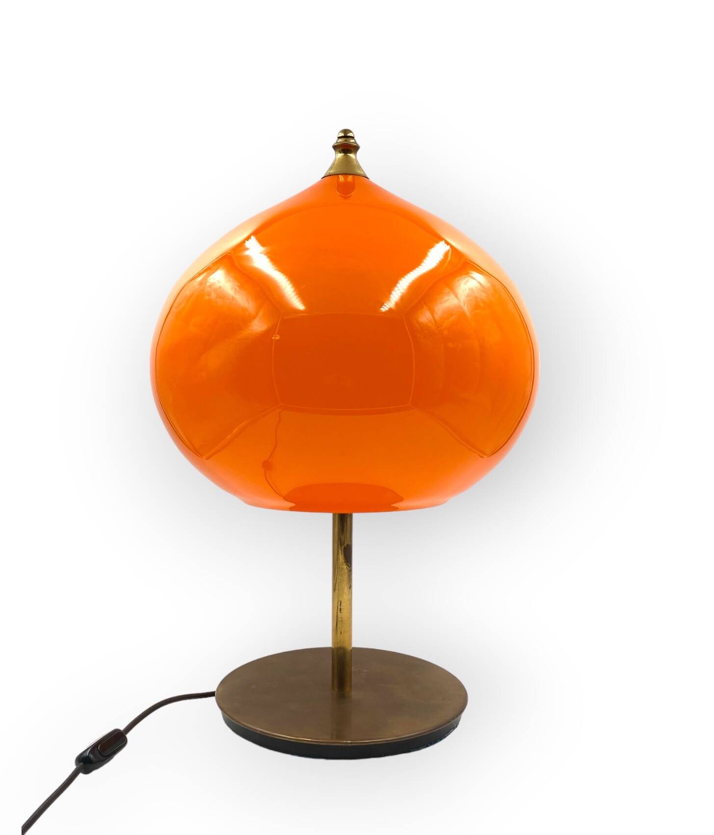 Mid-century modern orange glass Table lamp, Vistosi Italy, 1960s