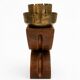 Vintage Art Deco Wooden Candle Holder Mid-Century Sculptural Brass Can