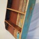 Wall shelf 3 shelves + 4 hooks cast iron in polychrome wood