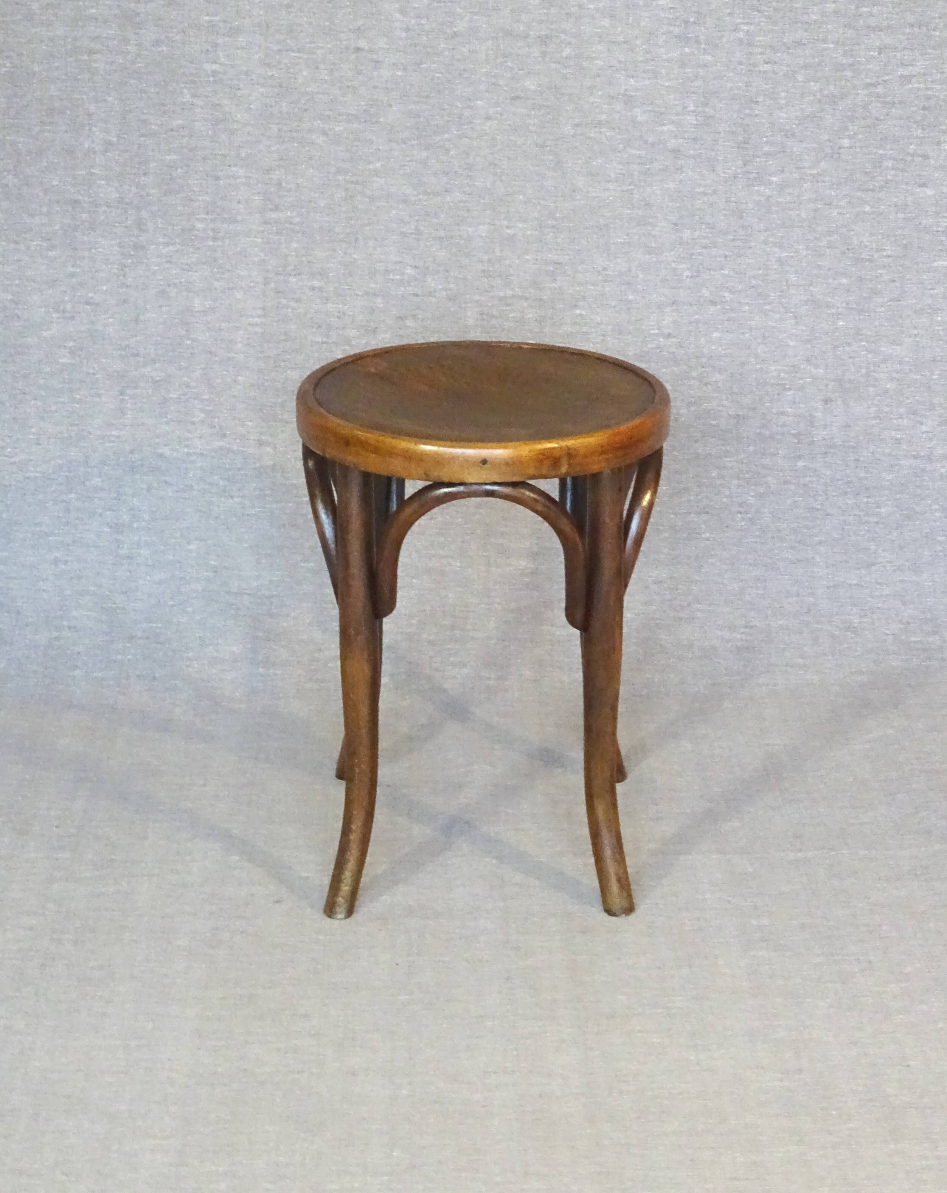 Low bistro stool by Mundus circa 1910 art nouveau.