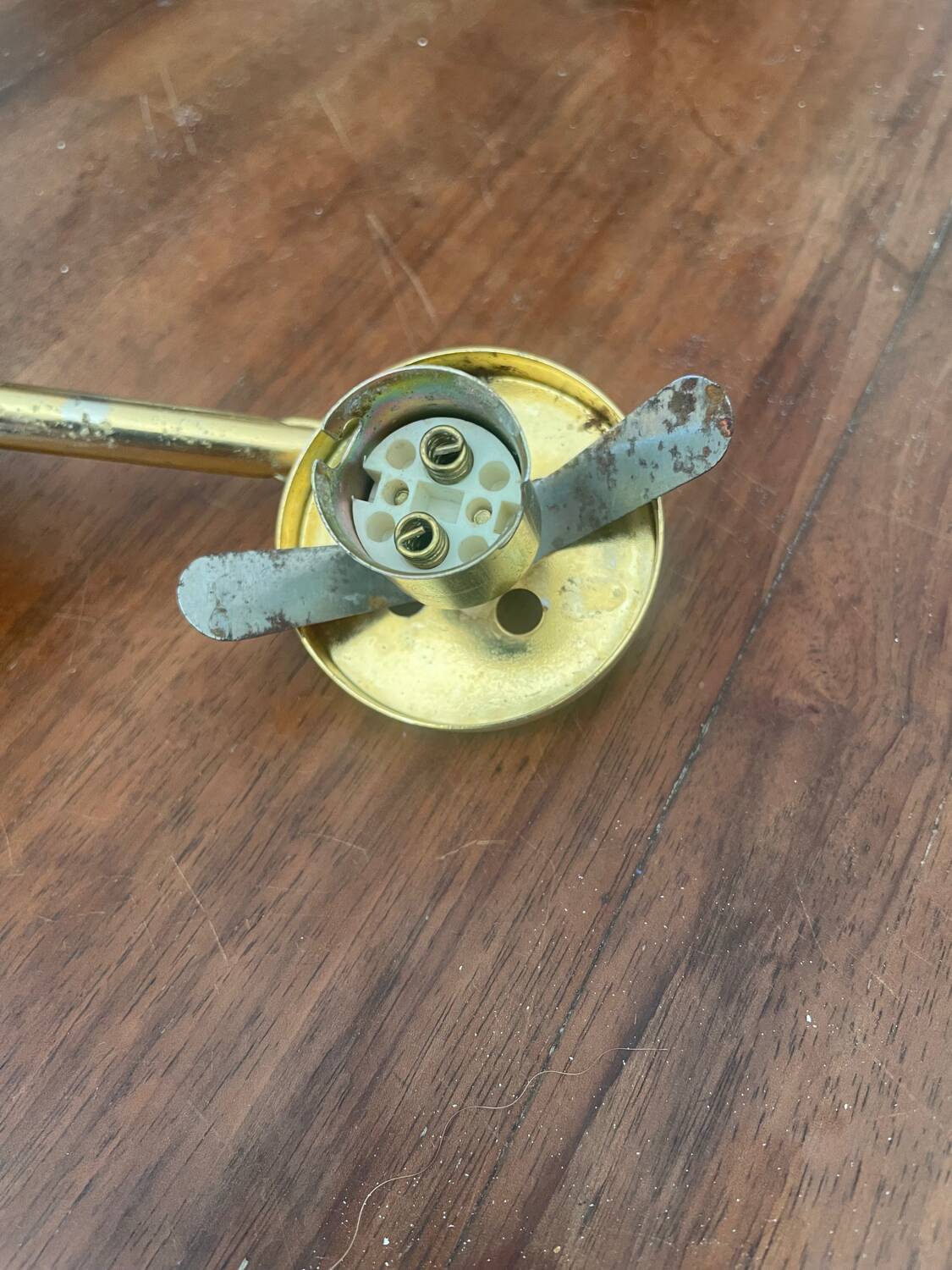 Vintage molded glass and gold metal pendant light