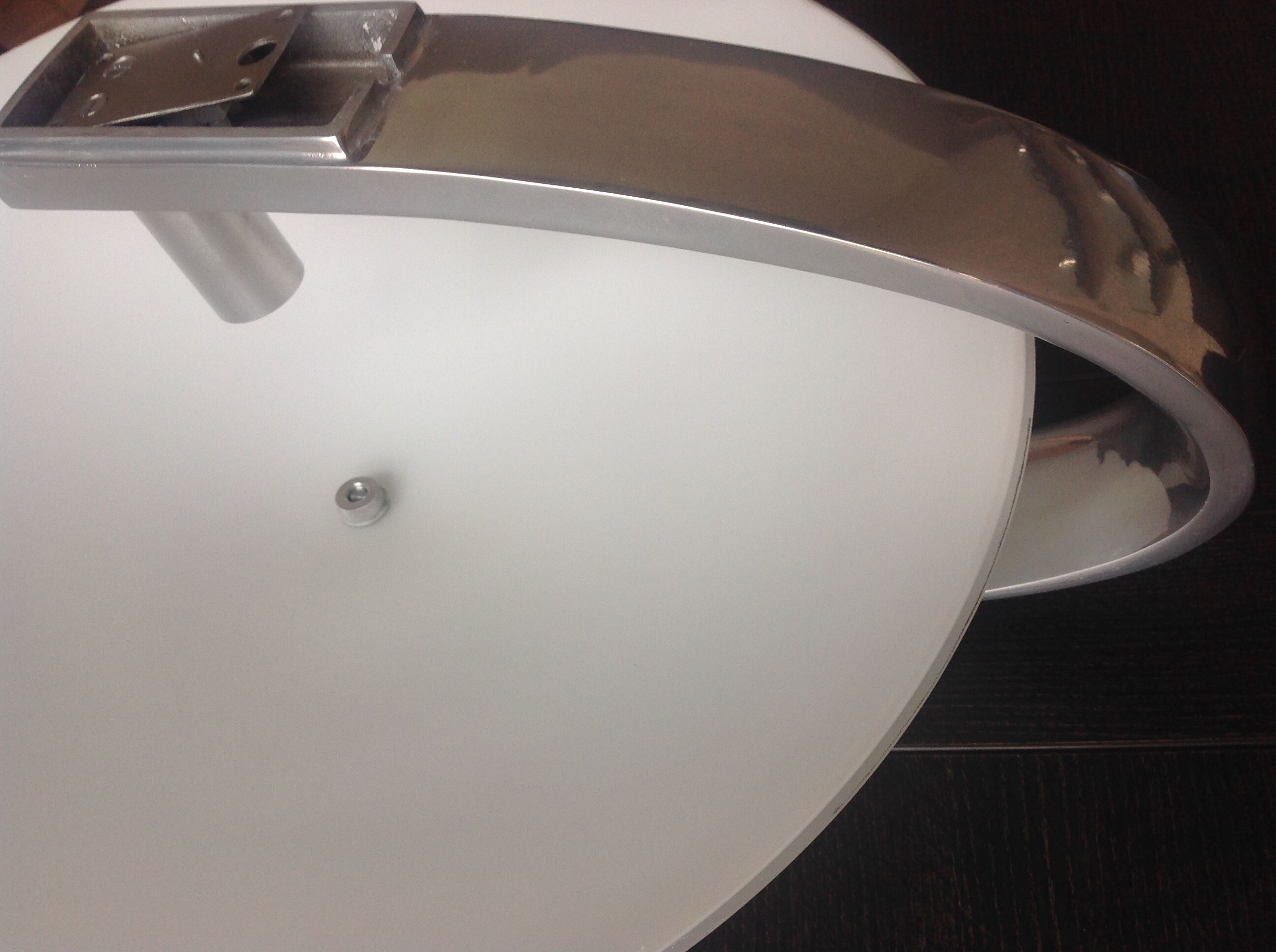 Circular frosted glass wall lamp and aluminum headband by Vetri Murano, vintage 70s-80s