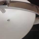 Circular frosted glass wall lamp and aluminum headband by Vetri Murano, vintage 70s-80s