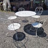 Old wrought iron garden furniture 3 armchairs + 2 chairs