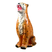 Vintage ceramic leopard statue from the 1970s Hollywood Regency period