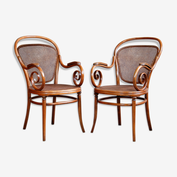 Paire de fauteuils bistrot viennois n°12 de Fiume 1890 ca