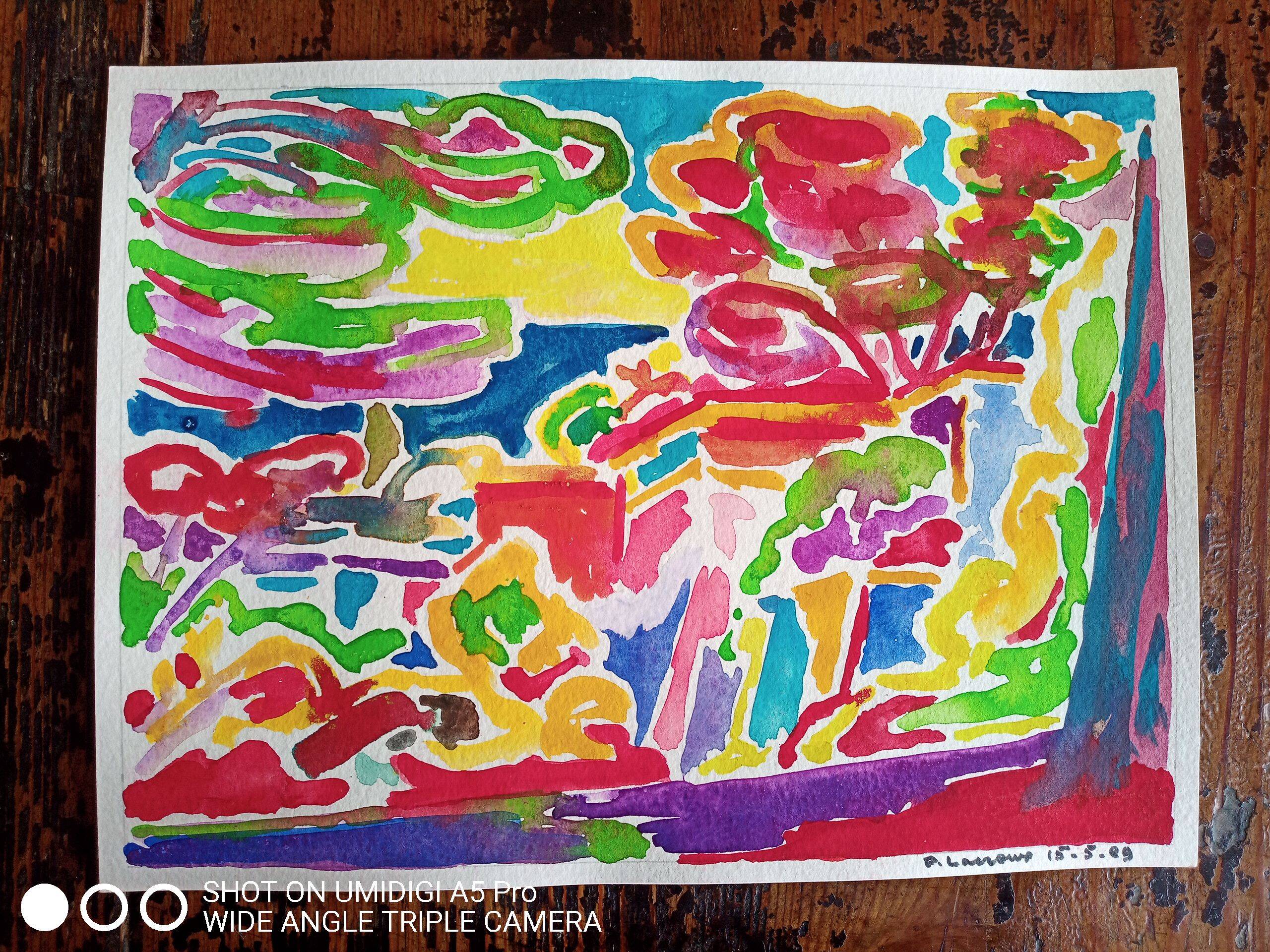 Gouache on paper from 1989, Pierre Lacroux (1909-1993)