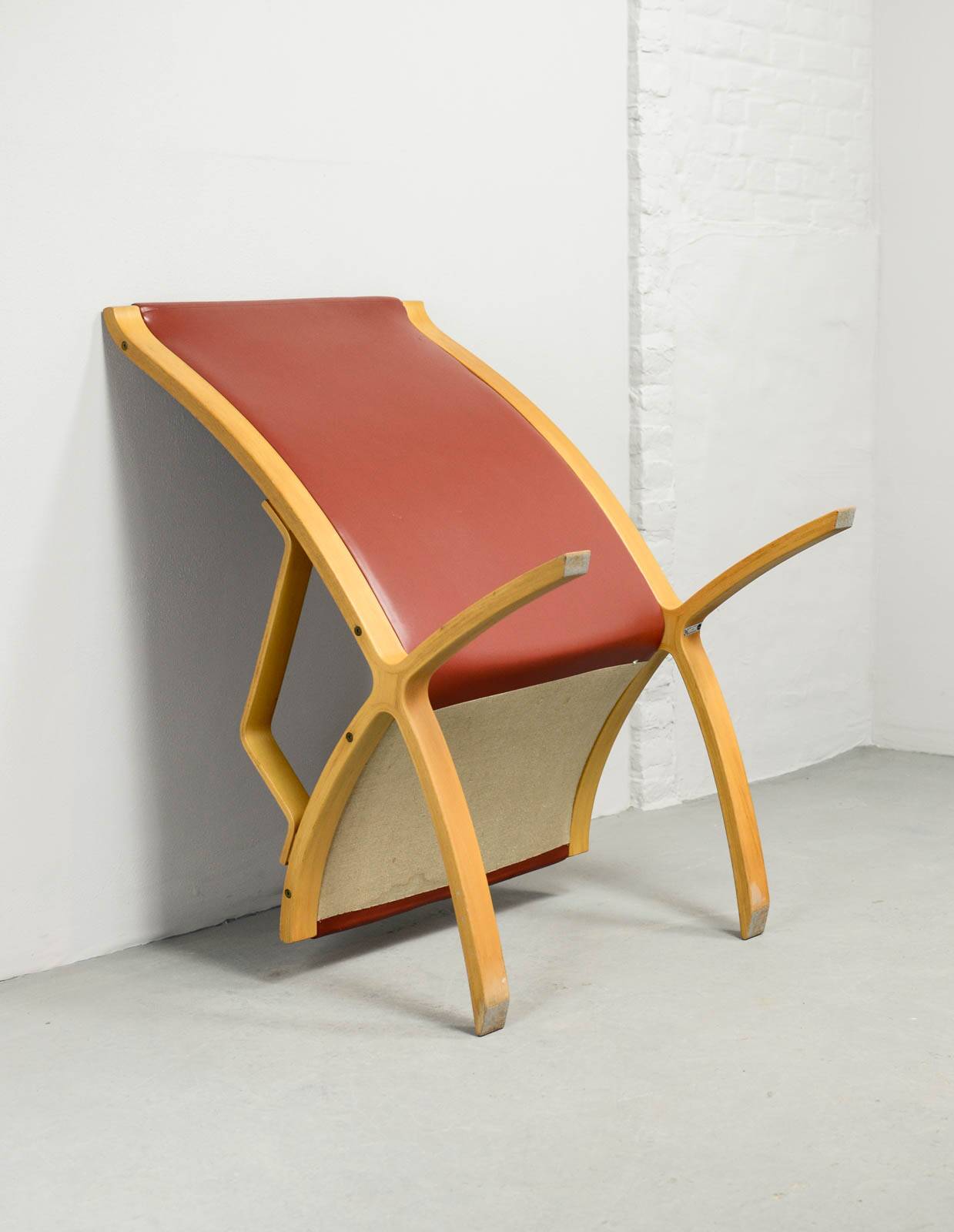 Padded Red Leather High Back AX Lounge Chairs by Hvidt and Molgaard Nielsen