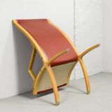 Padded Red Leather High Back AX Lounge Chairs by Hvidt and Molgaard Nielsen