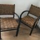Pair of vintage rope armchairs, wooden frame, Sweden, 1960, Axel Larsson